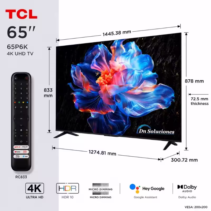 Televisor TCL 65” 4K Tumbaco | TV TCL 65P6K Gratis SOPORTE