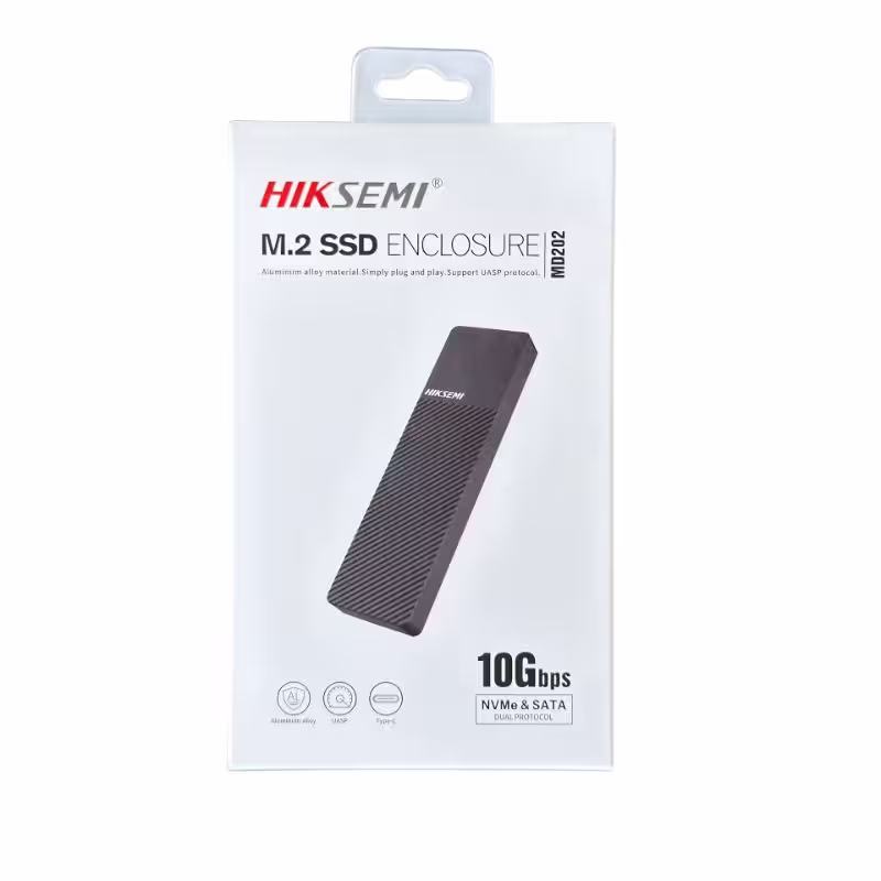 Enclosure M.2 SSD NVMe y SATA Hiksemi MD202 10Gbps Tipo C