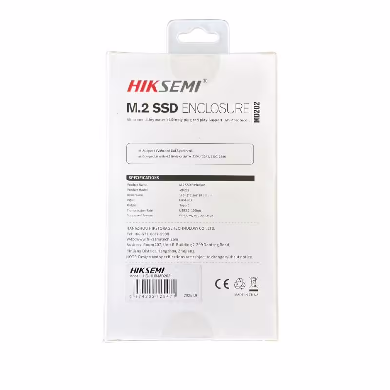 Enclosure M.2 SSD NVMe y SATA Hiksemi MD202 10Gbps Tipo C