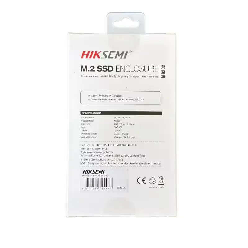 Enclosure M.2 SSD NVMe y SATA Hiksemi MD202 10Gbps Tipo C vista 4
