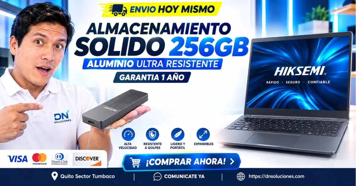Disco sólido externo SSD 256GB NVMe USB-A USB-C HIKSEMI MD202 Ecuador