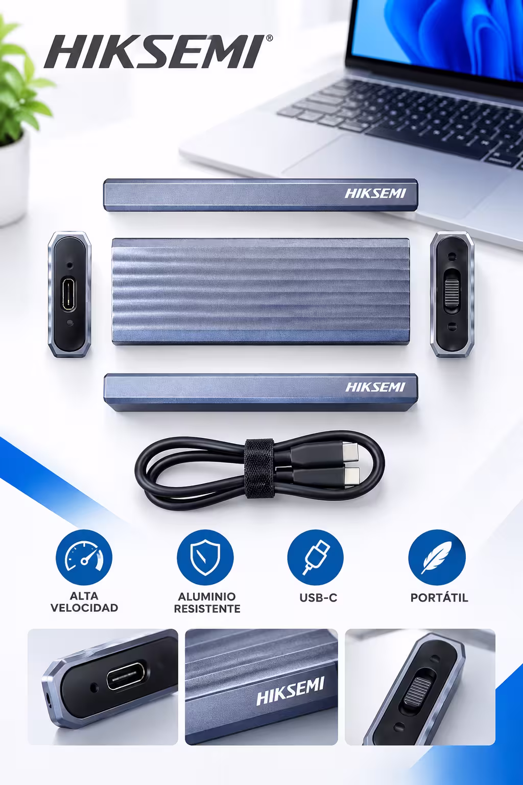 Diseño en aluminio del Enclosure Hiksemi MD202