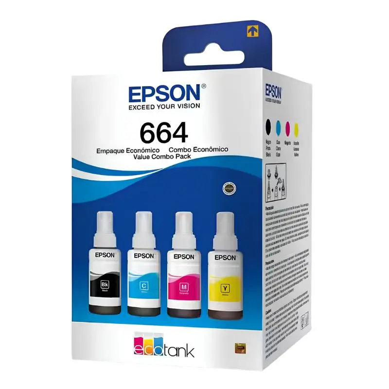 Fotografía de Kit Tintas Epson 664 Originales 4 Colores para EcoTank