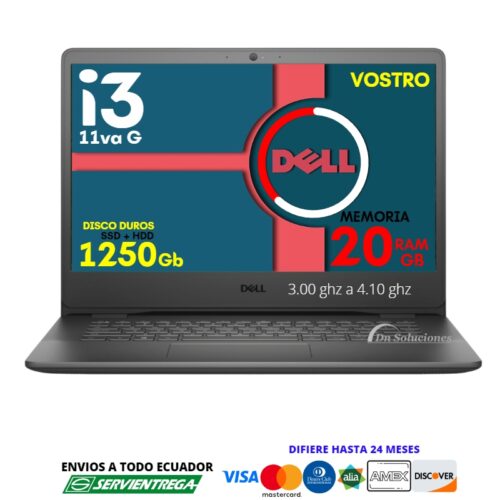 <h1 style="text-align: center;"><span style="font-size: 24pt; font-family: arial, helvetica, sans-serif;"><strong>Laptop Dell vostro 3400 14″</strong></span> <span style="font-family: arial, helvetica, sans-serif; font-size: 14pt;">Modelo empresarial</span> <span style="font-family: arial, helvetica, sans-serif; font-size: 18pt;">Procesador core I5 11va generación</span> <span style="font-family: arial, helvetica, sans-serif; font-size: 14pt;">2.40 ghz hasta 4.20 ghz Sistema Windows 11</span> <strong><span style="font-family: arial, helvetica, sans-serif; font-size: 14pt;">Ssd Nvme 256 gb + Disco 1 Tb Hdd, memoria ram <span style="color: #ff0000;">24 Gb</span></span></strong></h1>