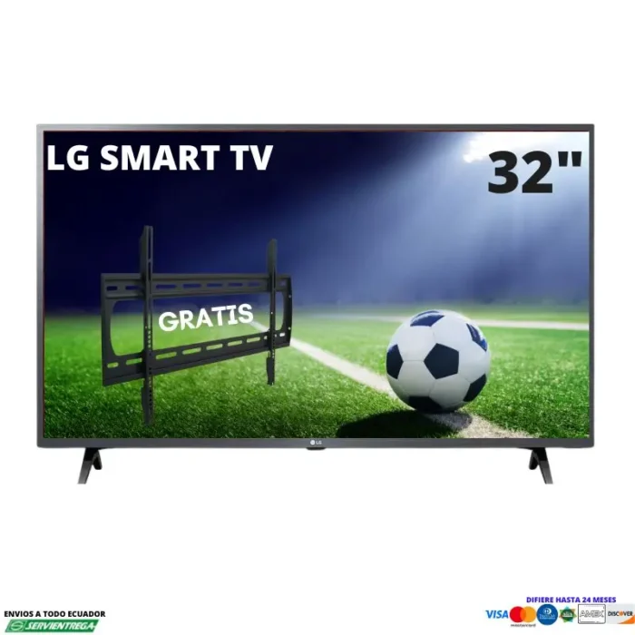 <h1>Televisor Lg Smart Tv 32"</h1> <img class="alignnone size-full wp-image-25150" src="https://dnsoluciones.com/wp-content/uploads/2024/08/MEMORIA-RAM-1-e1724270277398.webp" alt="" width="35" height="35" />Disfruta de tus series peliculas <img class="alignnone size-full wp-image-25150" src="https://dnsoluciones.com/wp-content/uploads/2024/08/MEMORIA-RAM-1-e1724270277398.webp" alt="" width="35" height="35" />Alta calidad de imagen <span style="color: #0000ff;"><strong>Diferidos tarjeta de crédito</strong></span> <span style="color: #0000ff;"><strong>6 X $ 44.93 | <span style="color: #ff0000;">12 X $ 23.37</span> | 24 X $ 12.63</strong></span>  