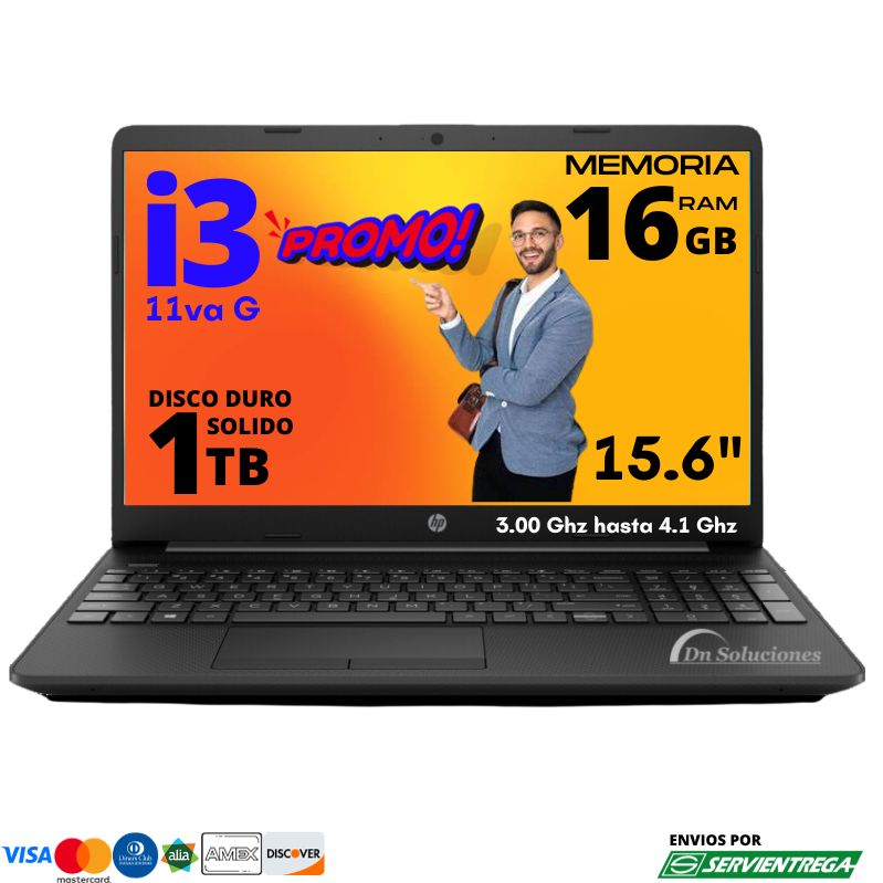 <p style="text-align: center;"><span style="font-family: arial, helvetica, sans-serif; font-size: 18pt;"><strong>Laptop Hp core i3 15-DW3500LA 11va generación</strong></span> <span style="font-family: arial, helvetica, sans-serif; font-size: 14pt;">Procesador Intel Core i3-1115G</span> <span style="font-family: arial, helvetica, sans-serif; font-size: 14pt;">3.00 Ghz hasta 4,10 GHz</span> <span style="font-family: arial, helvetica, sans-serif; font-size: 18pt;"><strong>SSD Nvme 256 Gb, memoria ram 8 Gb</strong></span> <span style="font-family: arial, helvetica, sans-serif; font-size: 14pt;"><strong>FREEDOS</strong></span></p>