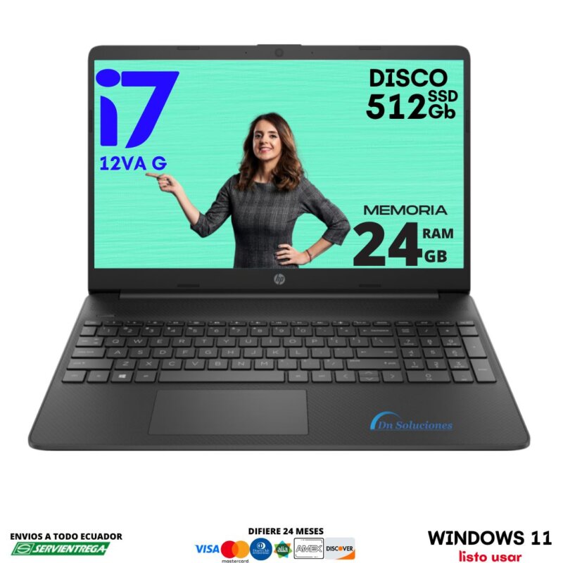 <p style="text-align: center;"><span style="font-size: 18pt; font-family: arial, helvetica, sans-serif; color: #000000;"><strong>Laptop Hp core i7 250 G9 core i7</strong></span> <span style="font-size: 12pt; font-family: arial, helvetica, sans-serif; color: #000000;">Procesador core i7 12va generación</span> <span style="font-family: arial, helvetica, sans-serif; font-size: 12pt; color: #000000;">Frecuencia base 1.70 Ghz hasta 4,70 GHz 10 núcleos y 12 subprocesos</span> <span style="font-family: arial, helvetica, sans-serif; font-size: 12pt; color: #000000;">Disco solido 512 Gb, memoria ram 24 Gb</span> <span style="font-family: arial, helvetica, sans-serif; font-size: 12pt; color: #000000;"><strong>Windows 11</strong></span></p>