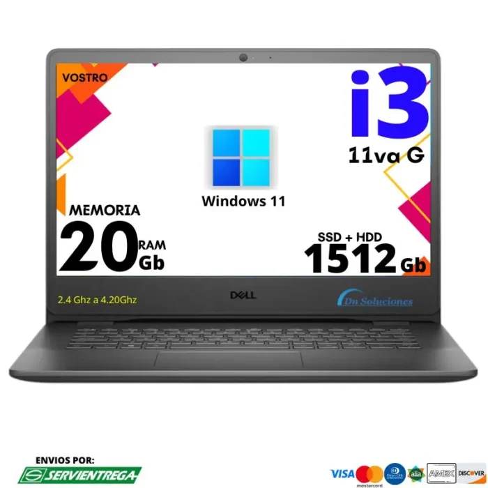 <h1><span style="color: #000000;">Dell Vostro 3400 i3</span></h1> <span style="color: #000000;"><img class="alignnone size-full wp-image-25150" src="https://dnsoluciones.com/wp-content/uploads/2024/08/MEMORIA-RAM-1-e1724270277398.webp" alt="" width="35" height="35" />Alamacenamiento SSD 512 Gb + 1 Tb</span> <span style="color: #000000;"><img class="alignnone size-full wp-image-25150" src="https://dnsoluciones.com/wp-content/uploads/2024/08/MEMORIA-RAM-1-e1724270277398.webp" alt="" width="35" height="35" />Memoria RAM 20 Gb</span> <span style="color: #000000;"><img class="alignnone size-full wp-image-25150" src="https://dnsoluciones.com/wp-content/uploads/2024/08/MEMORIA-RAM-1-e1724270277398.webp" alt="" width="35" height="35" />Teclado en español alfanumérico </span> <span style="color: #000000;"><img class="alignnone size-full wp-image-25150" src="https://dnsoluciones.com/wp-content/uploads/2024/08/MEMORIA-RAM-1-e1724270277398.webp" alt="" width="35" height="35" />Windows 11</span> <strong><span style="color: #0000ff;">DIFERIDOS TARJETA CREDITO</span></strong> <strong><span style="color: #0000ff;">6 x $90.50 | <span style="color: #ff0000;">12 x $46.95</span> | 24 X $25.25</span></strong>