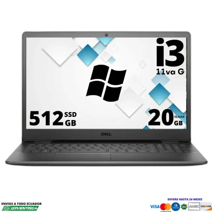 <h1><span style="font-family: arial, helvetica, sans-serif; color: #000000;">Laptop Dell Inspiron i3 11va</span></h1> <span style="color: #000000;"><img class="alignnone size-full wp-image-25150" src="https://dnsoluciones.com/wp-content/uploads/2024/08/MEMORIA-RAM-1-e1724270277398.webp" alt="" width="35" height="35" />SSD 512 Gb</span> <span style="color: #000000;"><img class="alignnone size-full wp-image-25150" src="https://dnsoluciones.com/wp-content/uploads/2024/08/MEMORIA-RAM-1-e1724270277398.webp" alt="" width="35" height="35" />Memoria RAM 20 Gb</span> <span style="color: #000000;"><img class="alignnone size-full wp-image-25150" src="https://dnsoluciones.com/wp-content/uploads/2024/08/MEMORIA-RAM-1-e1724270277398.webp" alt="" width="35" height="35" />Teclado en español alfanumérico </span> <span style="color: #000000;"><img class="alignnone size-full wp-image-25150" src="https://dnsoluciones.com/wp-content/uploads/2024/08/MEMORIA-RAM-1-e1724270277398.webp" alt="" width="35" height="35" />Windows 11</span> <span style="color: #000000;">DIFERIDOS TARJETA CREDITO</span> <span style="color: #0000ff;"><strong>6 x $92.33 | <span style="color: #ff0000;">12 x $47.90</span> | 24 X $25.76</strong></span>  