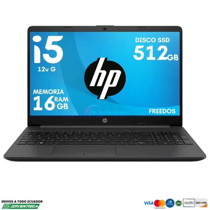 <h1><span style="color: #000000;"><span style="font-family: arial, helvetica, sans-serif;">Laptop Hp 250 g9 core i5 12va</span></span></h1> <span style="color: #000000;"><img class="alignnone size-full wp-image-25150" src="https://dnsoluciones.com/wp-content/uploads/2024/08/MEMORIA-RAM-1-e1724270277398.webp" alt="" width="35" height="35" />SSD 512 Gb</span> <span style="color: #000000;"><img class="alignnone size-full wp-image-25150" src="https://dnsoluciones.com/wp-content/uploads/2024/08/MEMORIA-RAM-1-e1724270277398.webp" alt="" width="35" height="35" />Memoria RAM 16 Gb</span> <span style="color: #000000;"><img class="alignnone size-full wp-image-25150" src="https://dnsoluciones.com/wp-content/uploads/2024/08/MEMORIA-RAM-1-e1724270277398.webp" alt="" width="35" height="35" />Teclado en español alfanumérico </span> <span style="color: #000000;"><img class="alignnone size-full wp-image-25150" src="https://dnsoluciones.com/wp-content/uploads/2024/08/MEMORIA-RAM-1-e1724270277398.webp" alt="" width="35" height="35" />FreeDos</span> <span style="color: #0000ff;"><strong>DIFERIDOS TARJETA CREDITO</strong></span> <span style="color: #0000ff;"><strong>6 x $93.24 | <span style="color: #ff0000;">12 x $48.38</span> | 24 X $26.01</strong></span>