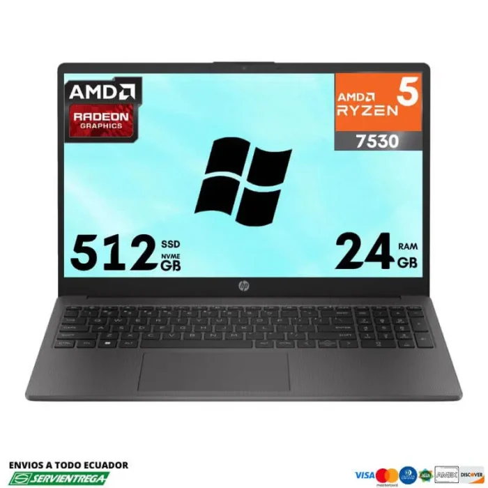 <h1><span style="font-family: arial, helvetica, sans-serif; font-size: 12pt; color: #000000;">Laptop Hp 250 G10 Ryzen 5 7530U, Memoria Ram 16 Gb</span></h1> <span style="font-family: arial, helvetica, sans-serif; font-size: 12pt; color: #000000;">Diferidos tarjeta de Crédito </span> <span style="font-family: arial, helvetica, sans-serif; font-size: 12pt; color: #000000;">6 x $104.21 | <strong>12 x $54.07</strong> | 24 X $29.07</span>