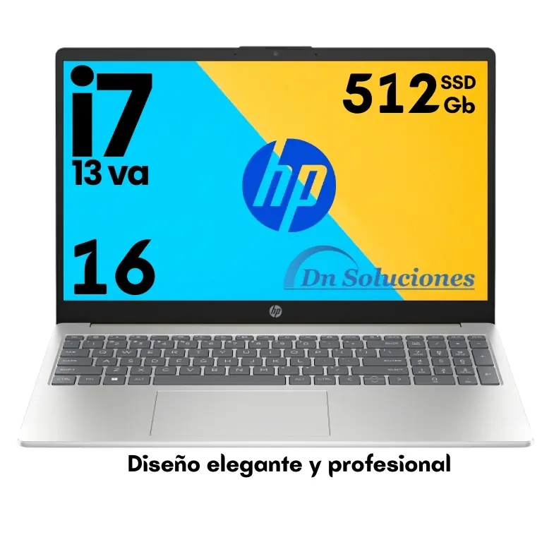 Laptop HP i7 13va generación dorada vista frontal