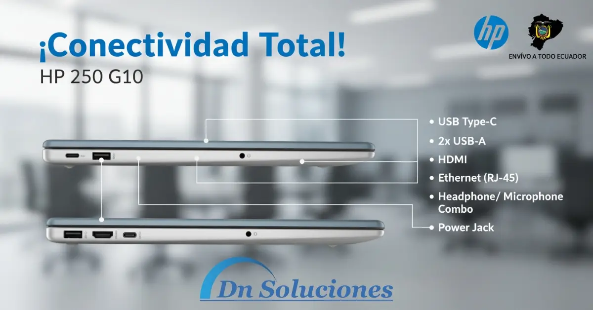 Puertos de conectividad usb Laptop Hp Core i5 13va generación RAM 16 Gb Win11