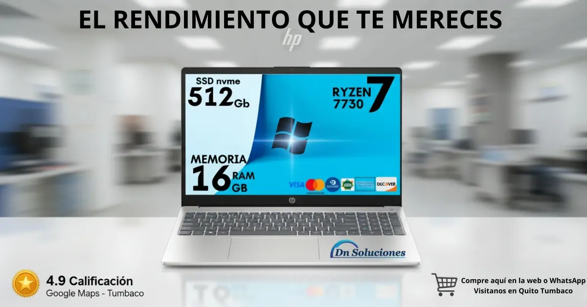 Frente Laptop HP AMD Ryzen 7 7730U Quito Tumbaco