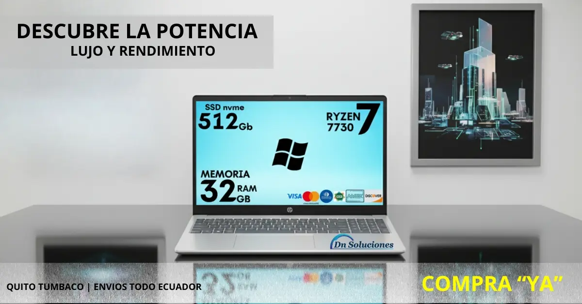 Promocion en Quito Tumbaco Laptop HP AMD Ryzen 7 7730U SSD 512 RAM 32 GB