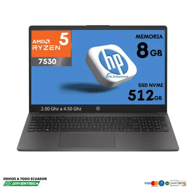 Laptop Hp 255 G10 Ryzen 5 7530U ssd 512 gb Memoria Ram 12 Gb |Quito - Tumbaco| FreeDos | 30s