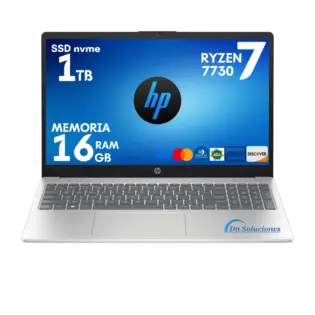 Frente caracteristicas Laptop HP AMD Ryzen 7 7730U 1TB SSD 16GB RAM