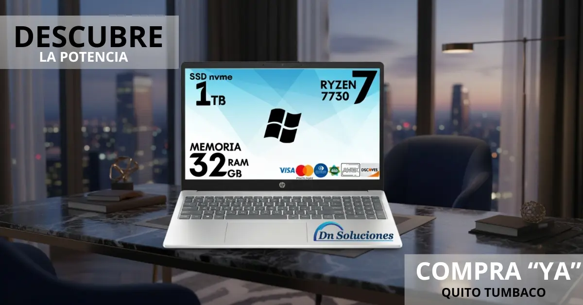 Potente Laptop HP Ryzen 7 7730U 32GB RAM