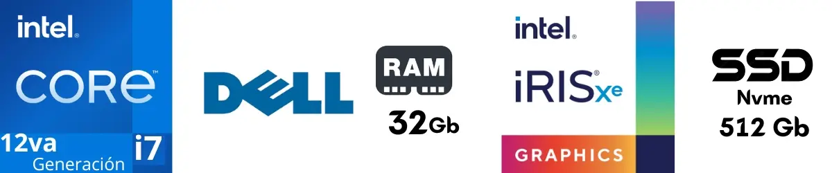 Caracteristicas Laptop Dell i7 12va RAM 32GB SSD 512GB