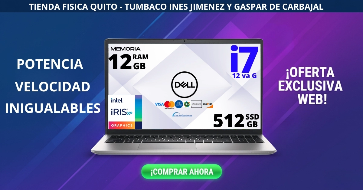 Laptop Dell Inspiron 3520 i7 trabajando en Tumbaco - Ideal para estudiantes y profesionales