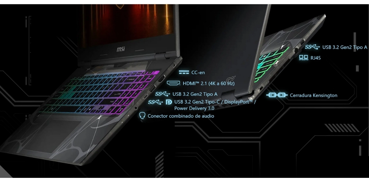 Laptop MSI Cyborg 15 rtx 8 Gb Puertos