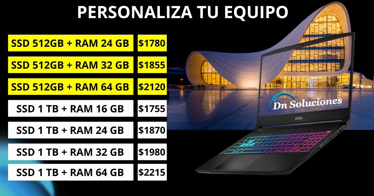Laptop MSI Katana 15 HX B14WFK de 15.6 pulgadas con pantalla QHD 165Hz y teclado retroiluminado RG