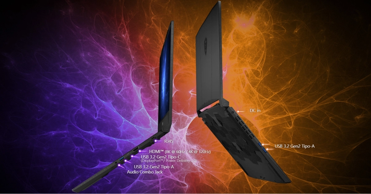 Vista lateral puertos laptop MSI Katana 15 HX B14WFK i7 con HDMI y USB-C