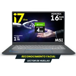 Msi Prestige 15 core i7 12va RTX 4 Ssd 1 Tb ram 16 gb video Gb Laptop Profesional