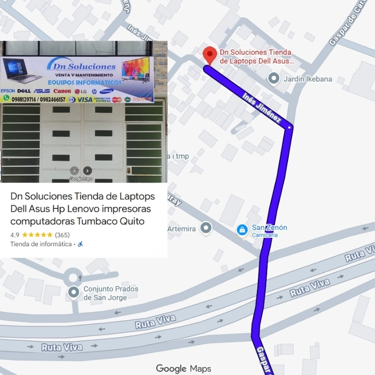 Ubicación en Google mapas Dn Soluciones Tumbaco