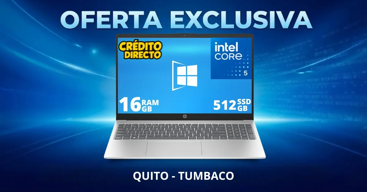 Laptop HP 250R G10 CORE 5 120U Windows 11 vista frontal para trabajo B2B