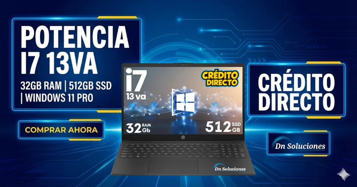 Laptop HP Core i7 13va RAM 32 GB con Windows 11 PRO en DN Soluciones Quito