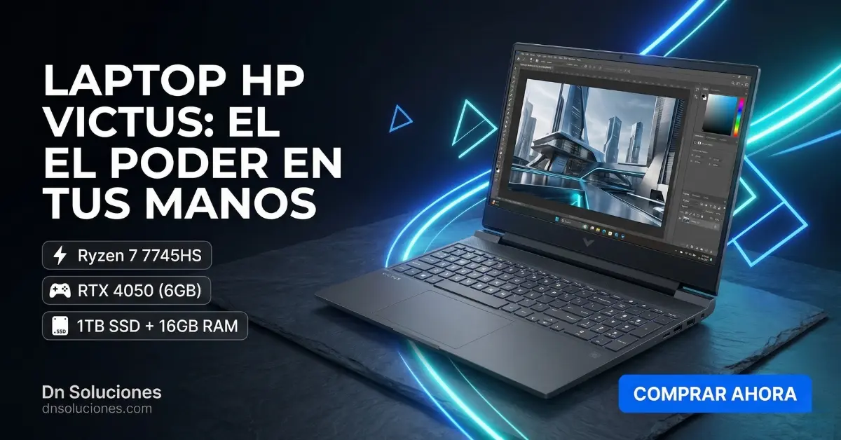 Laptop HP Victus Ryzen 7 7445HS RTX 4050 6GB 16GB RAM 1TB SSD Dn Soluciones Quito Tumbaco Ecuador