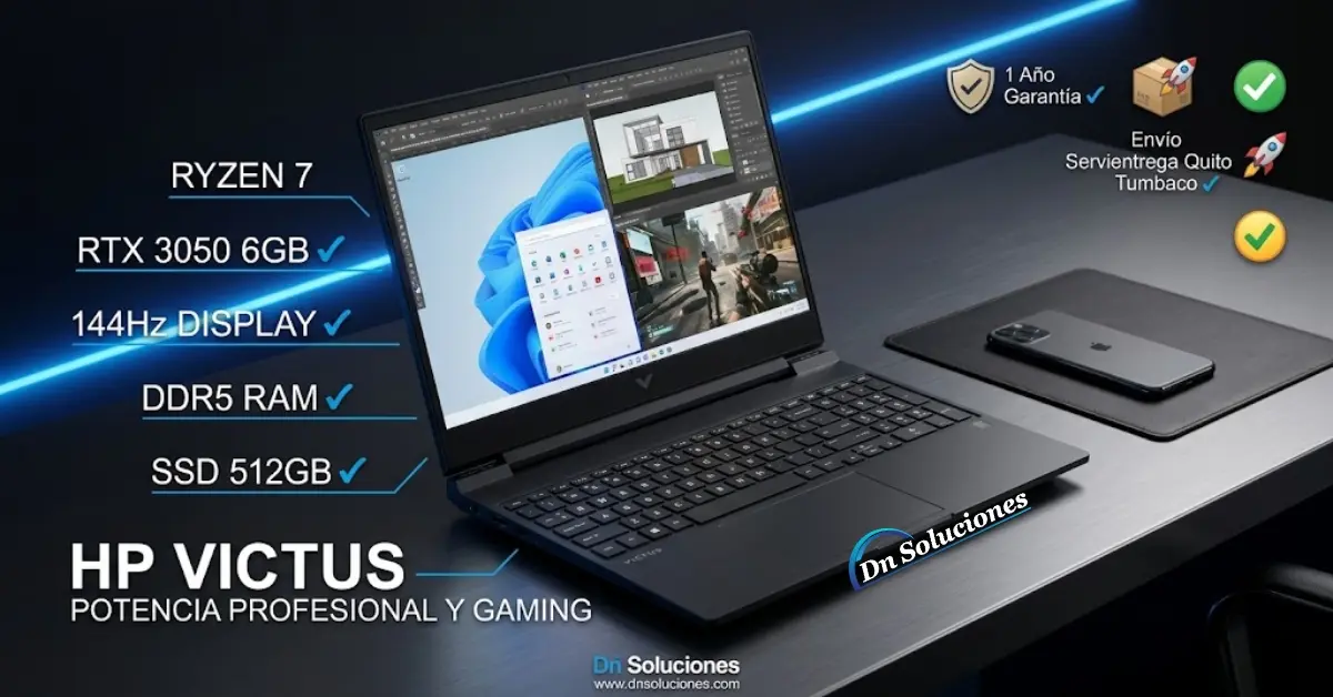 HP VICTUS AMD RYZEN 7 7445HS RTX 3050 6GB SSD 512GB RAM 8 GB Ecuador Quito Tumbaco