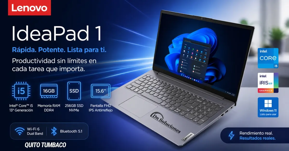 Laptop Lenovo Core i5 13ª Gen 16GB RAM 256GB SSD Precio en Ecuador Quito Dn Soluciones