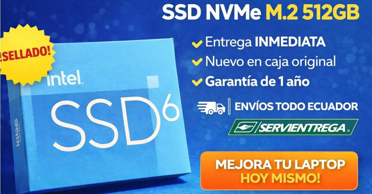 SSD NVMe 512GB Intel M.2 2280 en Ecuador Quito Tumbaco alta velocidad laptop PC