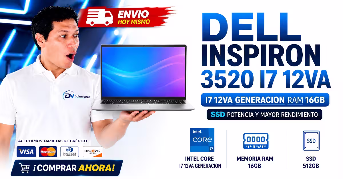 Laptop Dell Inspiron i7 RAM 16 Gb con procesador de 12va generación y SSD de 512 GB