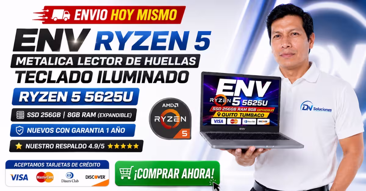Laptop ENV 15 Ryzen 5 5625U en Ecuador Dn Soluciones
